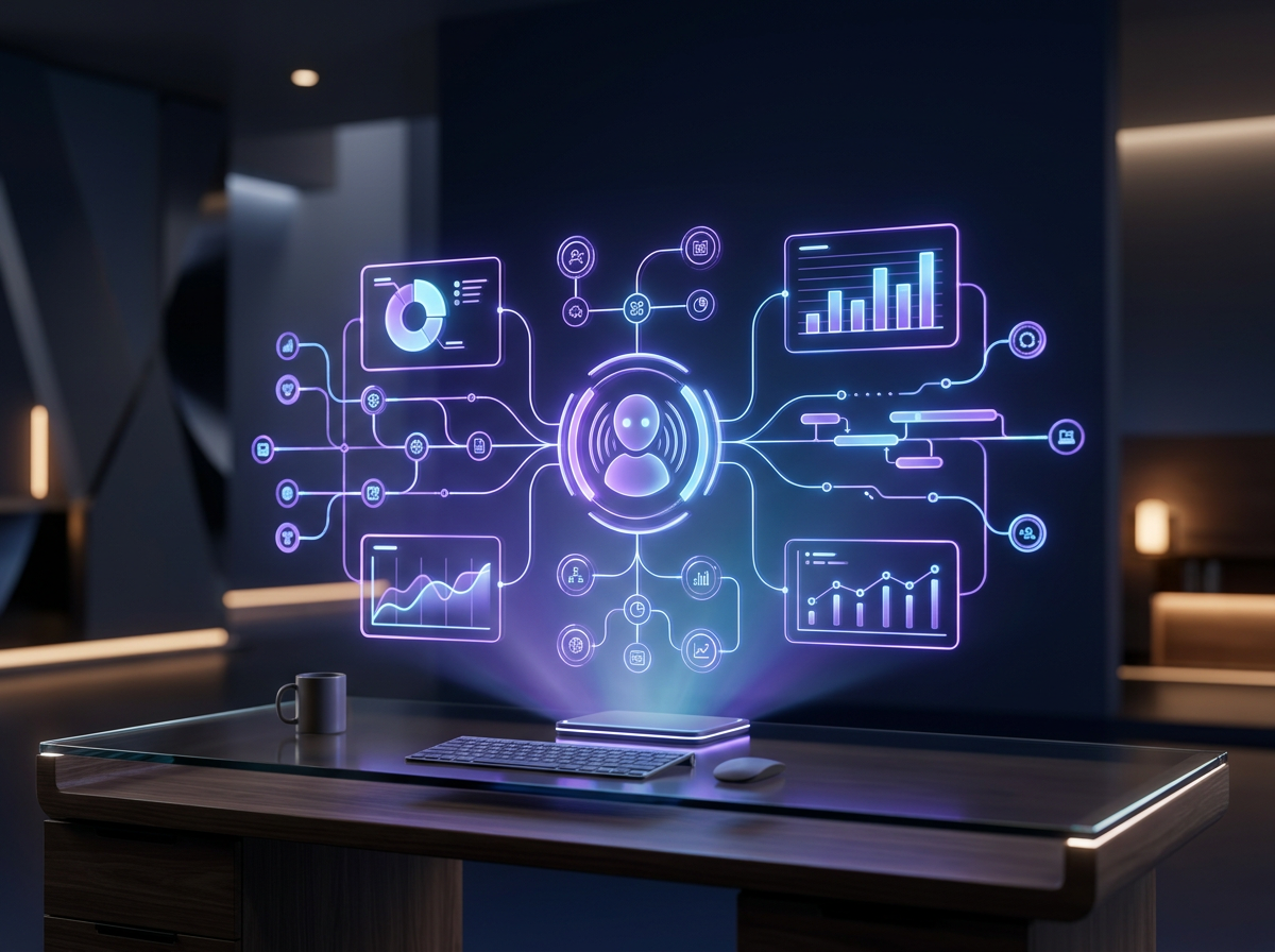 An AI copilot assistant helping a business team with data and automation